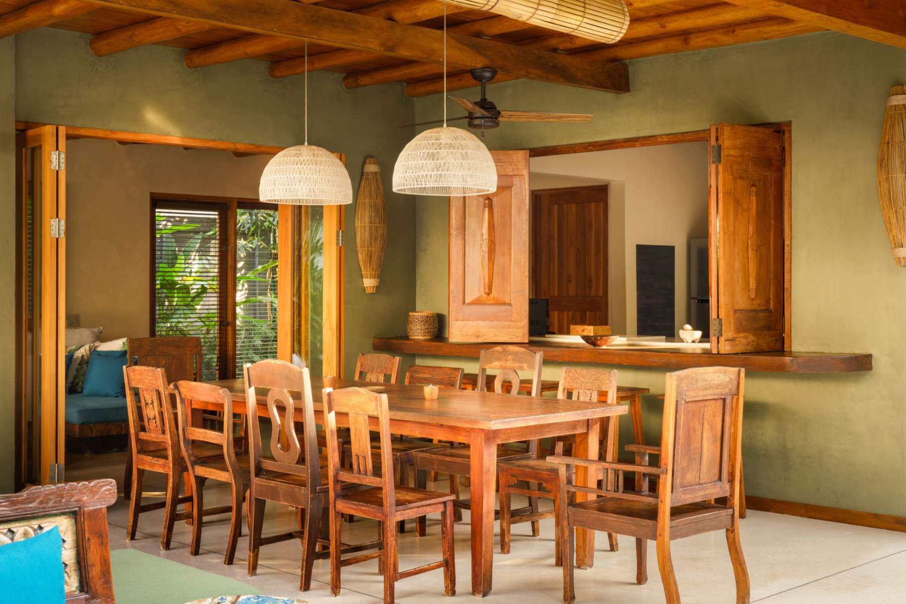 Dining room with reclaimed wood and lanterns